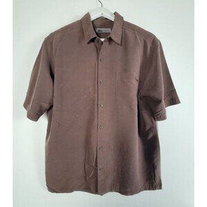REI Mens Brown Textured Short Sleeve Button-Up Shirt Large Casual Lightweight